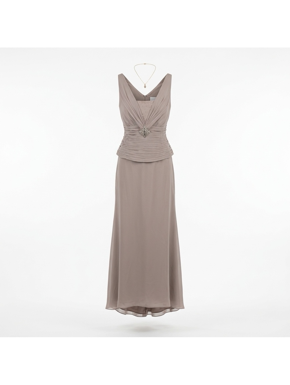 Val Stefani Elegant Evening Gown Size 14 Taupe